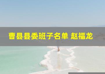 曹县县委班子名单 赵福龙